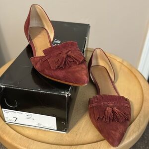 Jcrew suede D’orsay tassel flats
